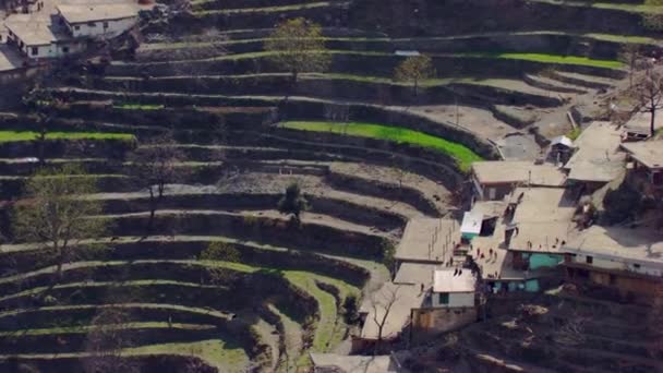 Aerial View Simple Lifestyle Kashmir Calls Simple Houses Wood Borders — стоковое видео
