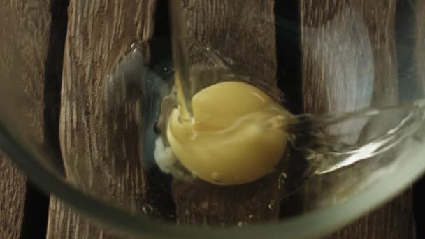 Slow Motion Egg Yolk Falling Bowl — Αρχείο Βίντεο