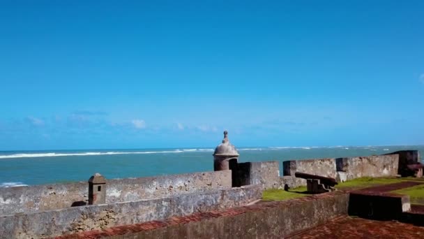 Small Defense Fort Mouth Condado Puerto Rico Flying Out Atlantic — Vídeo de Stock