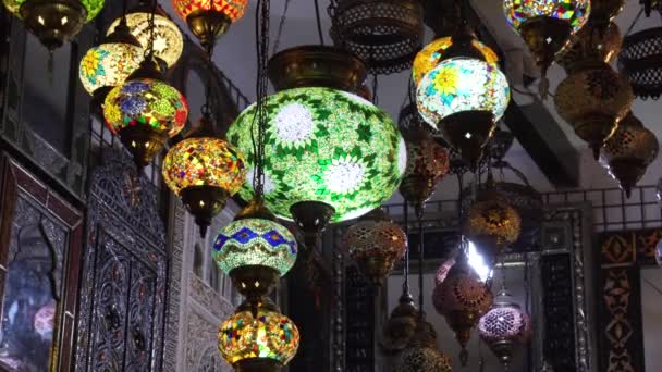 Fechar Vista Luzes Árabes Bazar — Vídeo de Stock