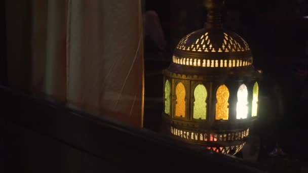 Close View Arabic Light Teahouse — стоковое видео