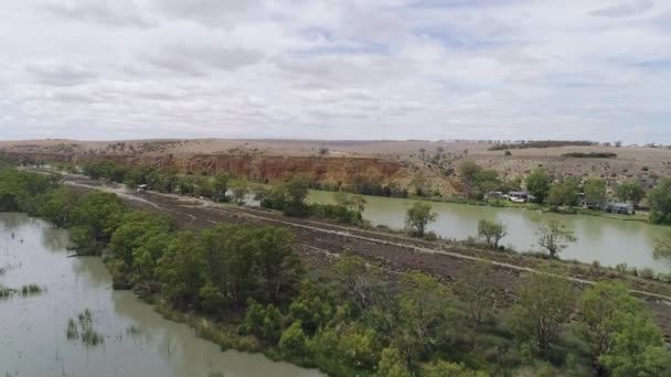 Aerial Shot Rising Incredible River Murray Revealing Spectacular Limestone Cliffs — Video Stock