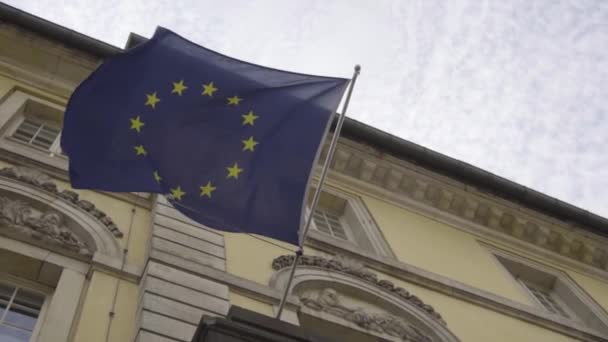 Slow Motion Waving European Flag Council Europe European Union — Stockvideo
