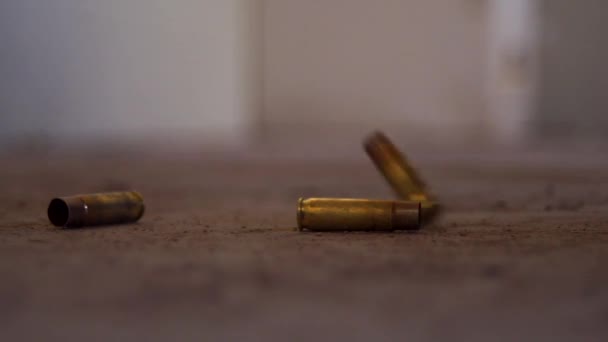Bullet Casing Hitting Floor Rifle Cartridge — 图库视频影像