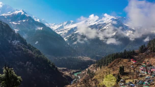 Beautiful Winter Timelapse Mountains Clouds Tosh India — Stock videók