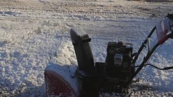 Slow Motion Side View Snow Blower — Stok video