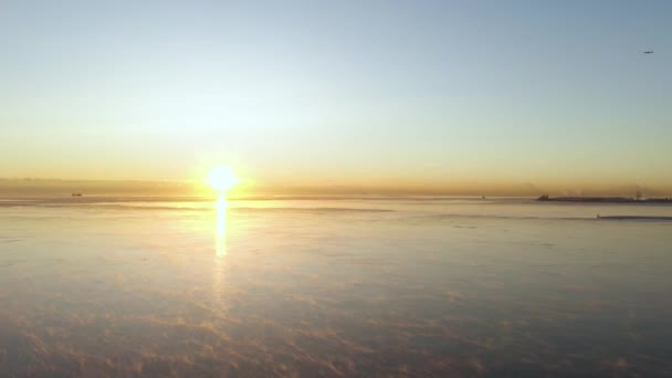 Aerial Footage Frozen Lake Michigan 2019 Polar Vortex Chicago Illinois — Vídeo de Stock