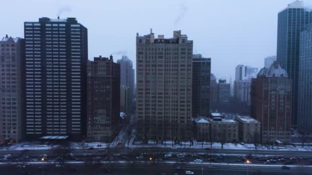 Повітряні Кадри Замороженого Озера Мічиган 2019 Році Polar Vortex Chicago — стокове відео