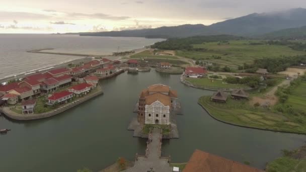 Luchtfoto Van Kerk Las Casas Filipinas Acuzar — Stockvideo