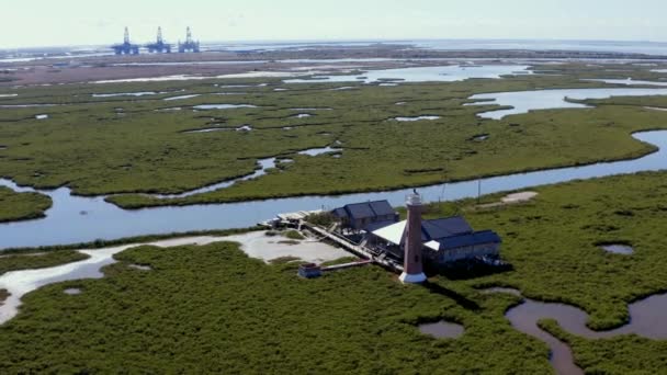 Zdalna Latarnia Morska Bagnach Aransas Pass Texas — Wideo stockowe