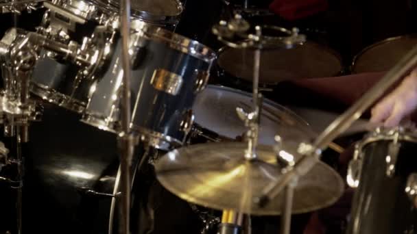 Drummer Plays Fast Drum Beat — Stock Video