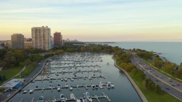 October Aerial Drone Footage Chicago Illinois — Vídeo de stock