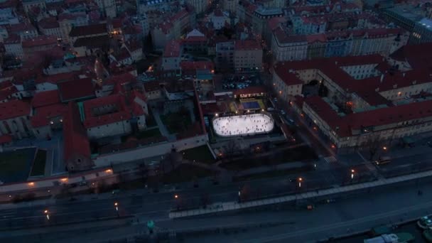 Prague Drone Vltava River Night — Vídeo de Stock
