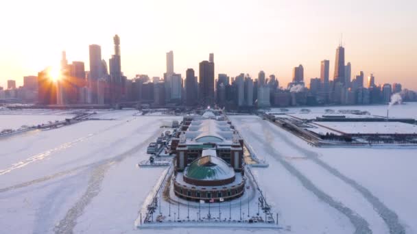 2019 Polar Vortex Navy Pier Chicago Illinois — 图库视频影像