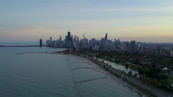 October Aerial Drone Footage Chicago Illinois — Vídeo de Stock