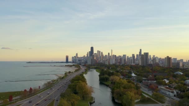 October Aerial Drone Footage Chicago Illinois — 图库视频影像