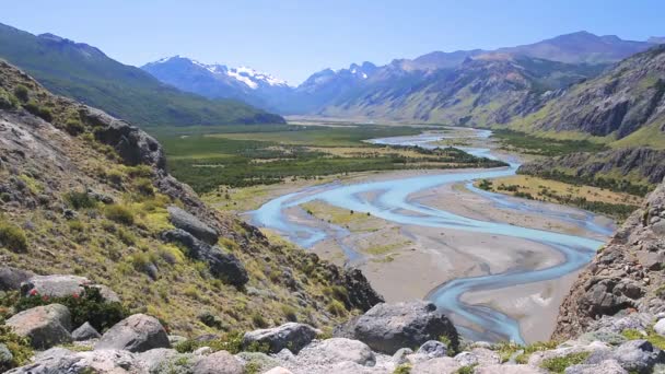 Río Las Vueltas Parque Nacional Los Glaciares Patagonia Argentina Trek — Vídeos de Stock