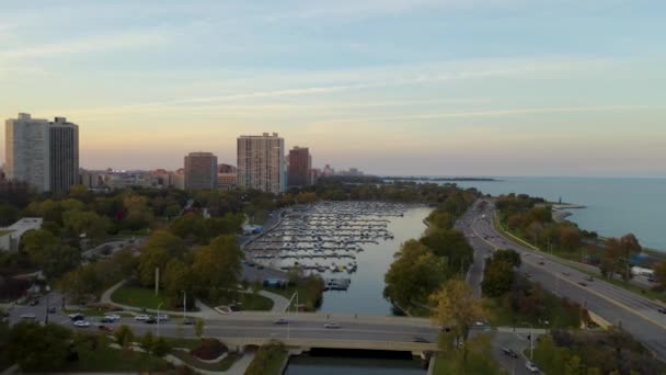October Aerial Drone Footage Chicago Illinois — Vídeo de Stock