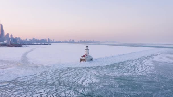 2019 Polar Vortex Navy Pier Chicago Illinois — Stockvideo