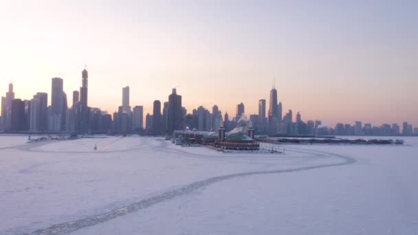 2019 Polar Vortex Navy Pier Chicago Illinois — ストック動画