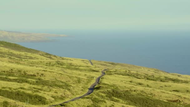 Vista Aérea Isla Hawaiana Maui Paisaje Colinas Verdes Carretera — Vídeo de stock