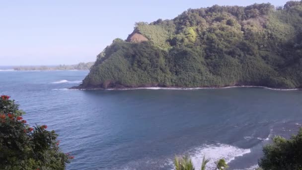 Luchtfoto Van Het Hawaïaanse Eiland Maui Zijn Met Jungle Bedekte — Stockvideo