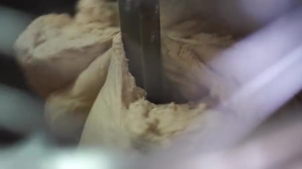 Extreme Close Bread Dough Industrial Mixer — Stock video