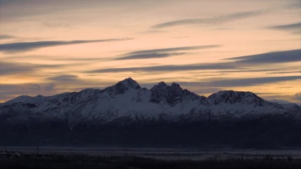 Tramonto Sulle Montagne Dell Alaska Anchorage Time Lapse Nuvole Sulle — Video Stock