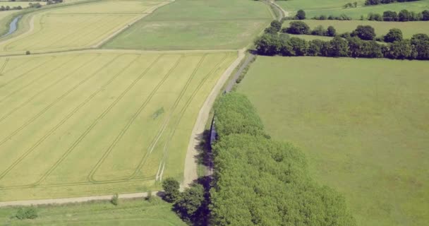 Široký Letecký Pohled Parní Vlak Odjíždějící Stanice Bodiam East Sussex — Stock video