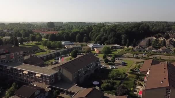 Drone Widok Obszar Dronten Flevoland Holandia Przedmieścia Lasami — Wideo stockowe