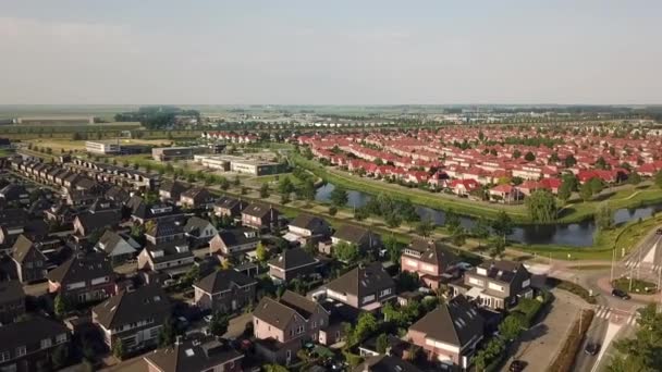 Drone Vista Duas Áreas Diferentes Dronten Flevoland Países Baixos — Vídeo de Stock