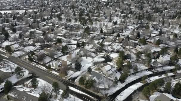 Drone Looks Snow Covered Neighborhood — 비디오