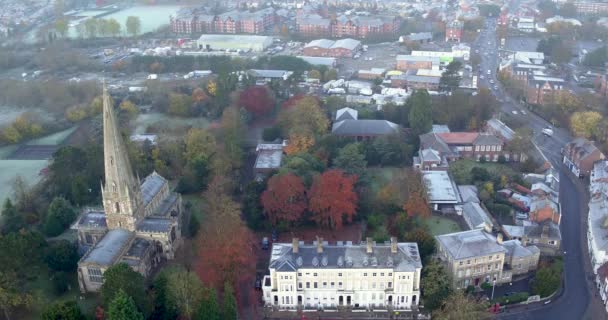 Luchtfoto Poi Van All Saints Kerk Leighton Buzzard Stad — Stockvideo