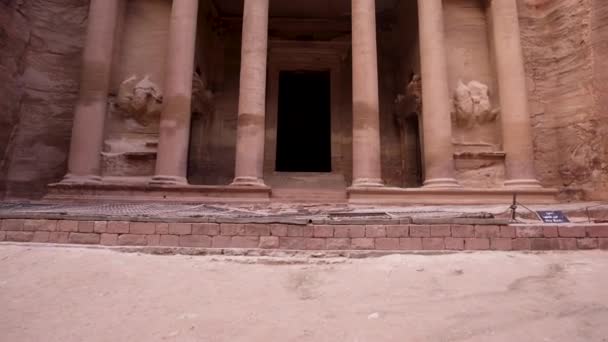 Khazneh Treasury Facade Carved Sandstone Ancient City Petra — стокове відео