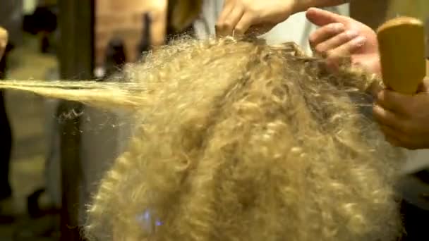 Coiffeur Brosser Les Cheveux Bouclés Modèle — Video