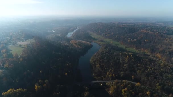 River Gauja Devon Valley Sigulda Aerial View — Vídeos de Stock