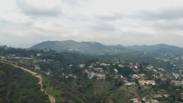 Midday Landscape Drone View Famous Hollywood Sign Los Angeles California — Vídeos de Stock