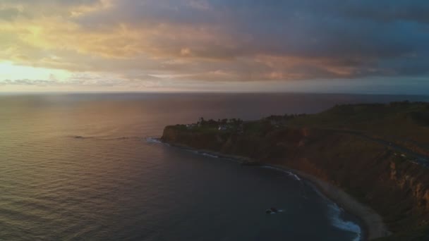 Nachmittags Drohnenblick Von Der Küste Und Halber Sonnenuntergang Von Palos — Stockvideo