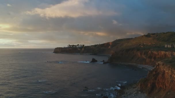 Popołudniowy Widok Drona Chwili Zachodu Słońca Wybrzeża Palos Verdes Estates — Wideo stockowe