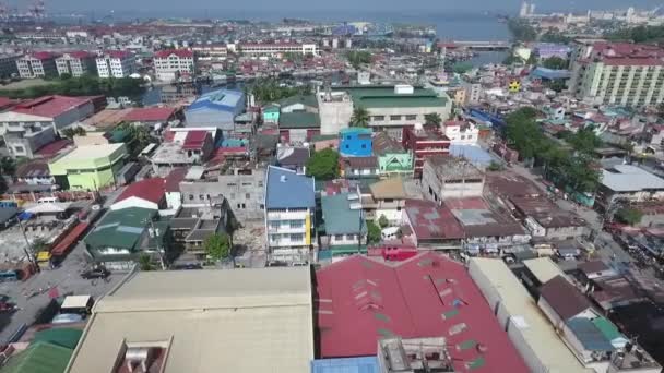 Letecká Oblast Přelidněných Slumů Tondo Manila Filipíny — Stock video