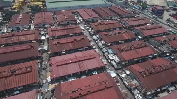 Luchtfoto Van Arme Mensen Huisvesting Tondo Manila Filipijnen — Stockvideo