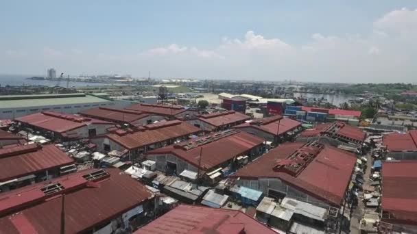 Luchtfoto Van Arme Mensen Huisvesting Tondo Manila Filipijnen — Stockvideo