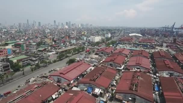 Aerial Poor People Housing Tondo Manila Filippine — Video Stock