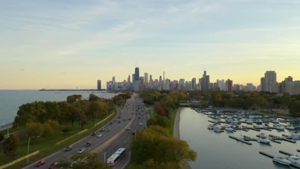 October Aerial Drone Footage Chicago Illinois — Stockvideo