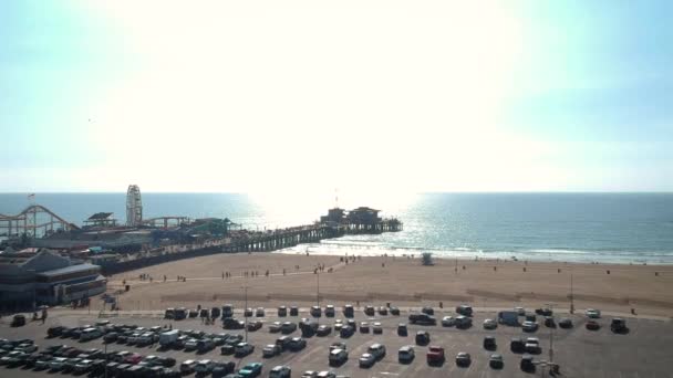 Drone Footage Santa Monica Beach Pier Los Angeles Californie Enregistré — Video