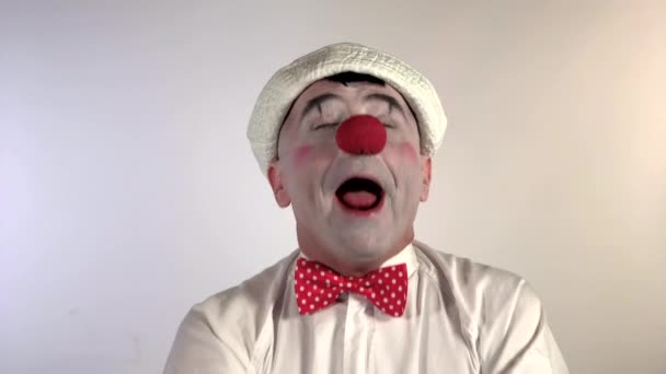 Emoji Clown Niezen Gezicht Een Mime Clown Niest Heeft Een — Stockvideo