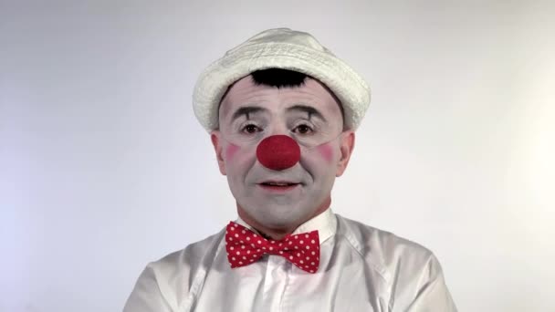 Clovnul Emoji Zâmbind Iubind Fața Clovn Pasionat Mime Inimă Stil — Videoclip de stoc