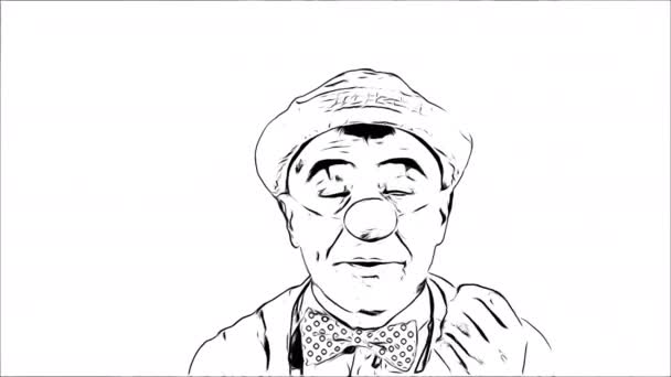 Emoji Klaun Cartoon Black White Spící Tvář Ospalý Klaun Usíná — Stock video