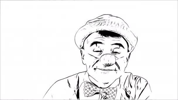 Emoji Klovn Cartoon Sort Hvid Sleeping Face Søvnig Mimeklovn Lukker – Stock-video
