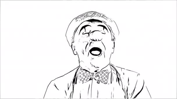 Emoji Clown Cartoon Black White Sneezing Face Mime Clown Sneezes — Stock Video